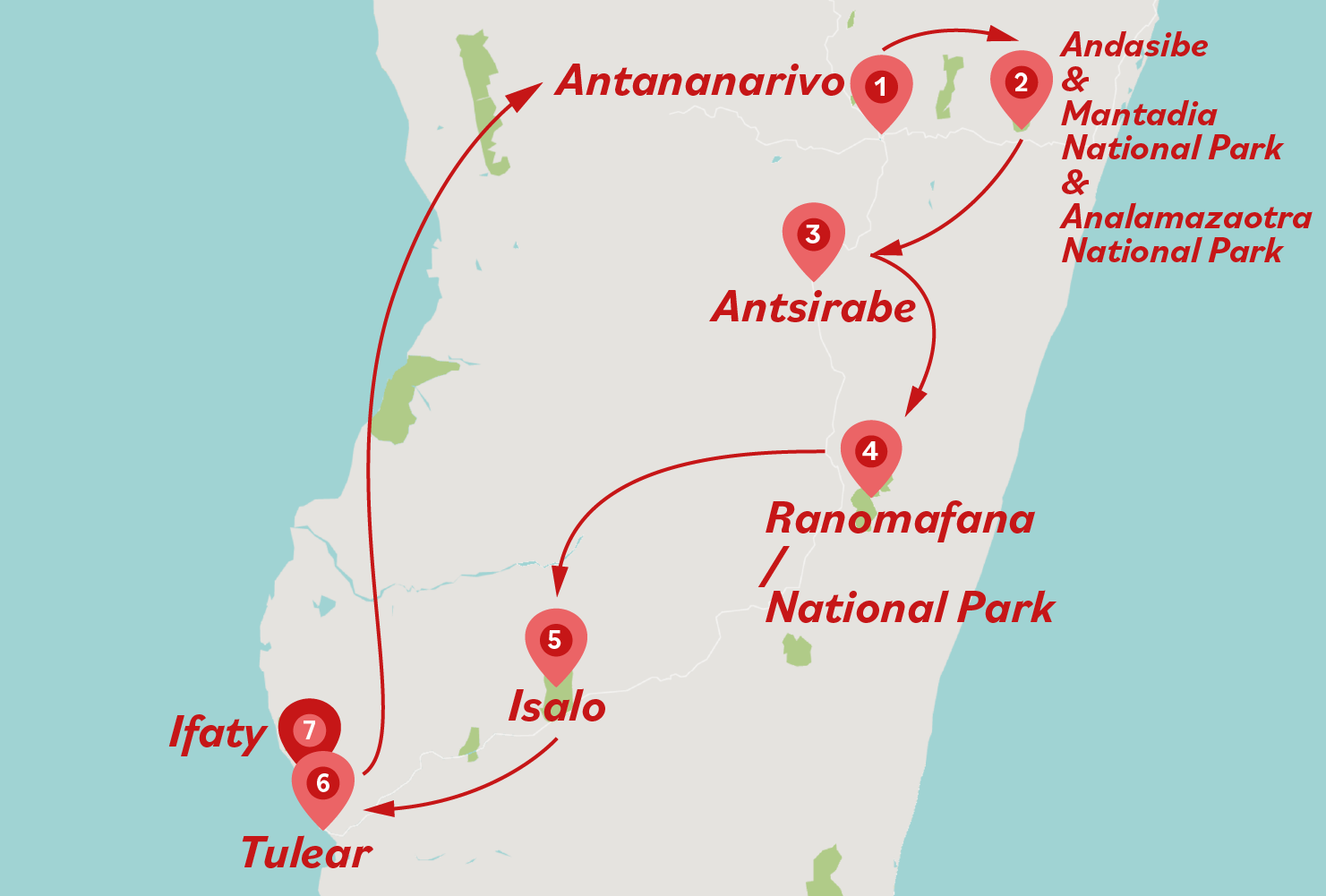 12 Days Rainforest and Coastal Splendor Tour Map