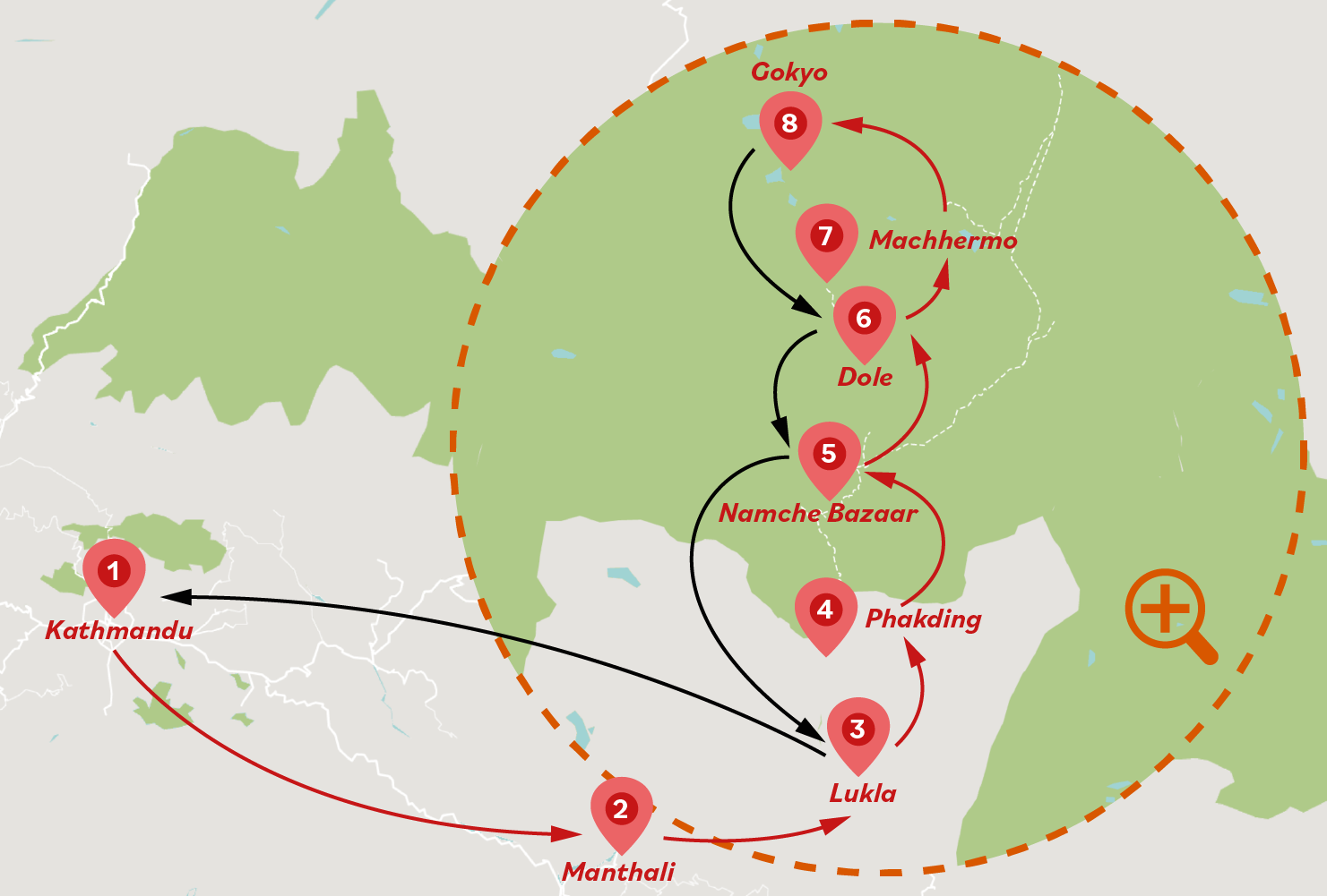 14 Days Everest Gokyo Ri Trek Tour Map